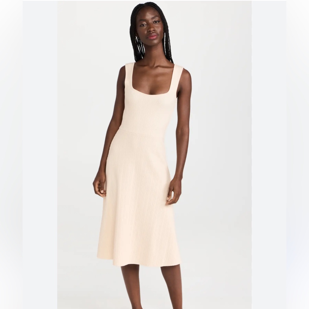 Vince Midi Rib Knit Dress In Blush